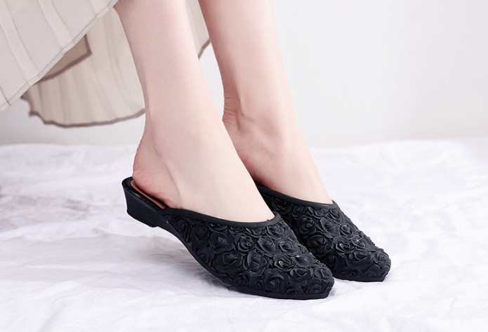 Dép sục mủ in hoa hồng nổi 3f