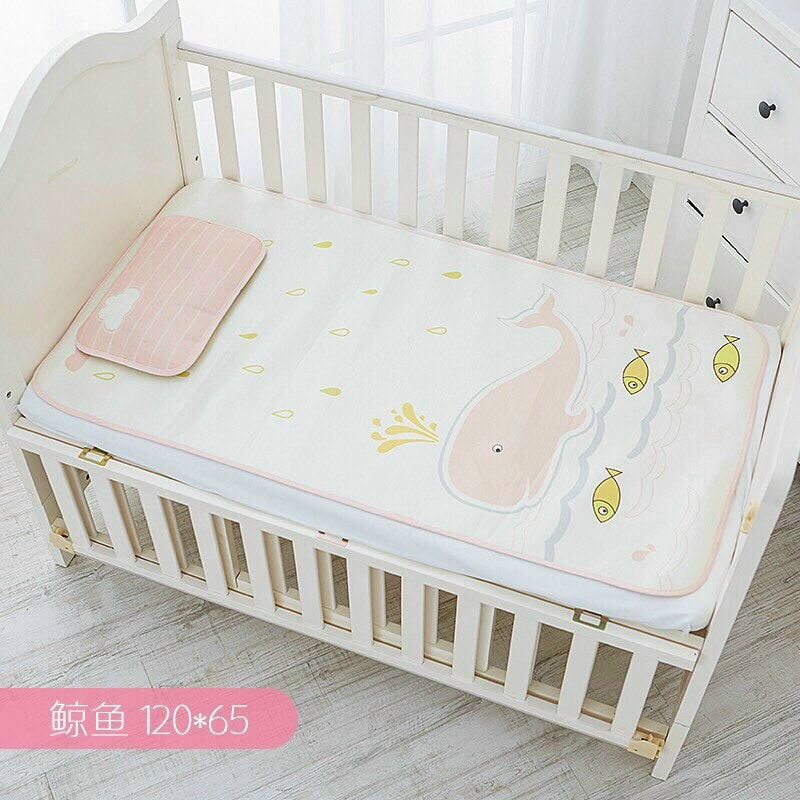 Chiếu lụa điều hoà Muslin Trees cao cấp 60x 120cm (Tặng kèm gối ) cho bé sơ sinh