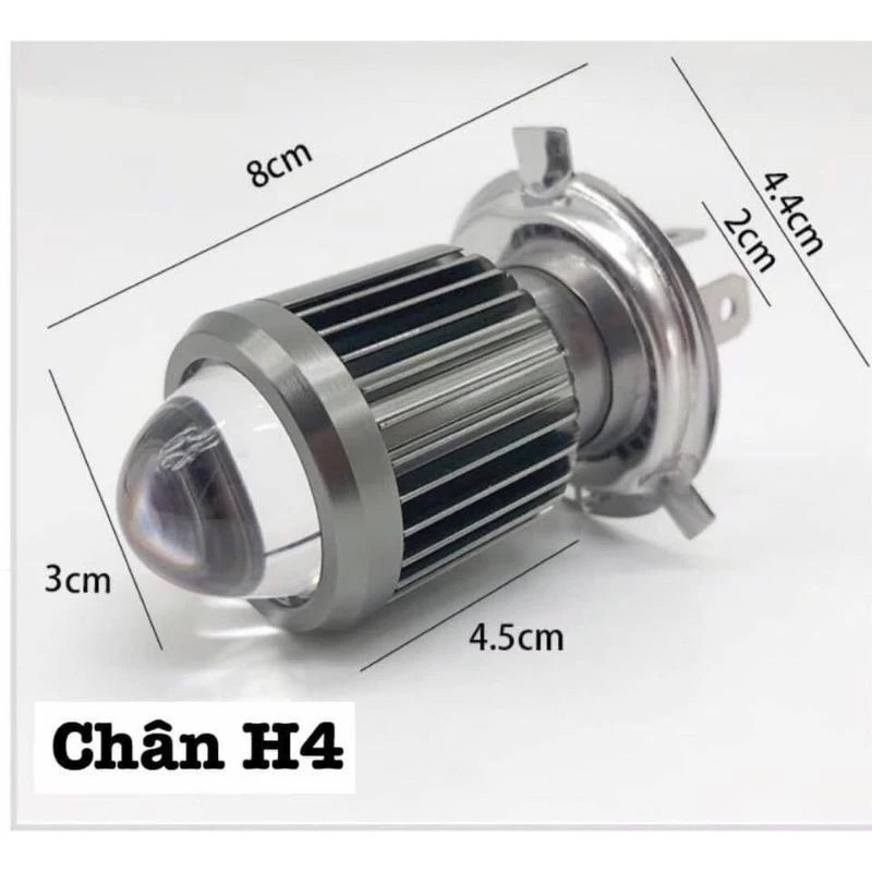 Đèn Pha Bi Cầu Mini H4 Xe Máy Cos Vàng Pha Trắng M3Mini
