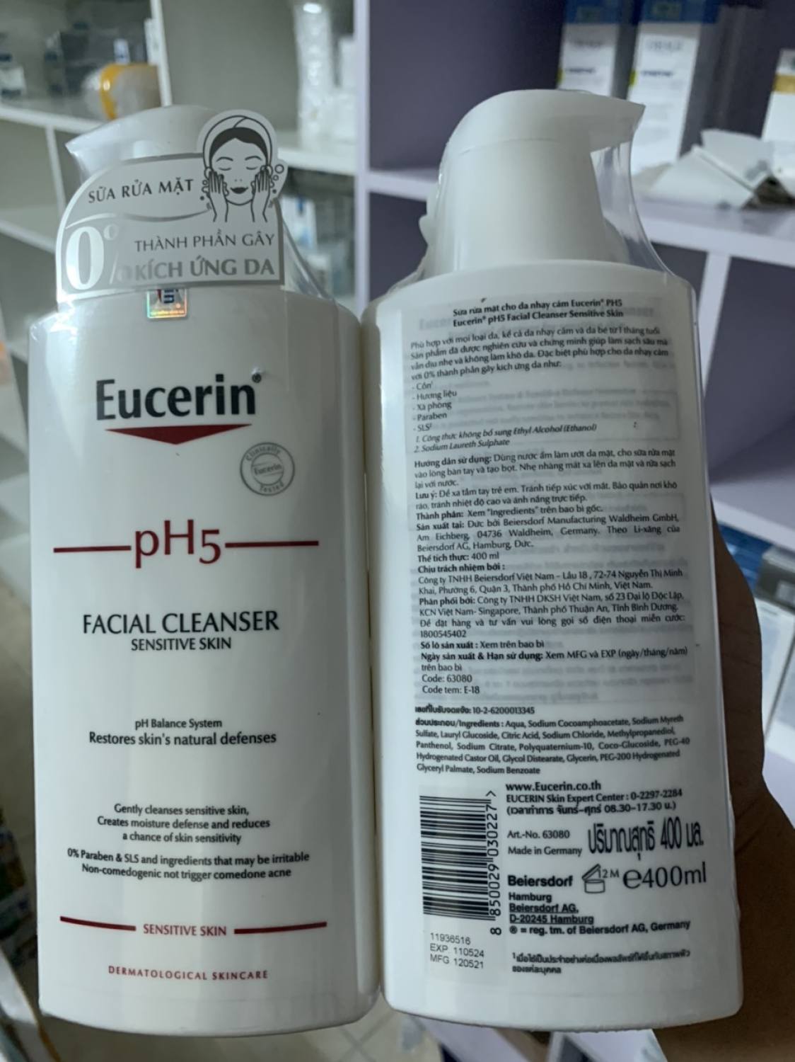 ✅[Chính hãng] Sữa Rửa Mặt Eucerin pH5 Dịu Nhẹ Cho Da Nhạy Cảm 400ml