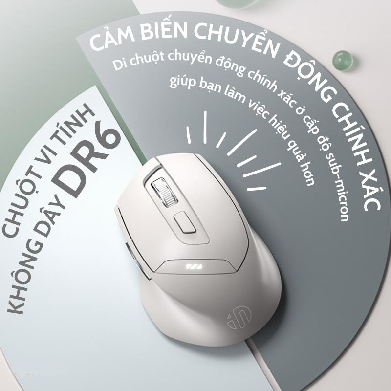 Chuột không dây bluetooth kiêm wireless INPHIC DR6 Silent không tiếng click (màu xám tro) Nhất Tín Computer