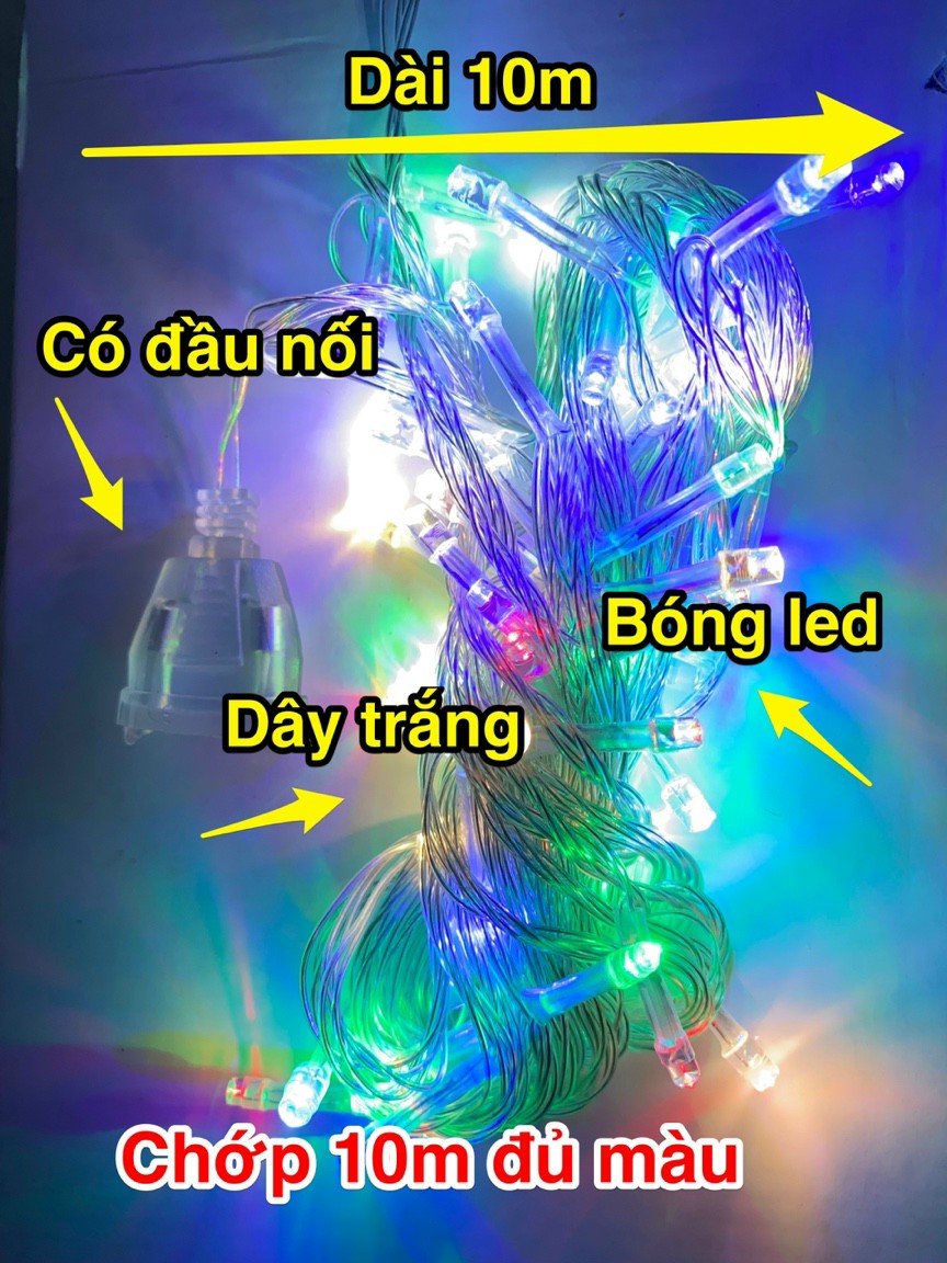 Dây Đèn Led 10M Chống Nước có Đuôi Nối có Chớp