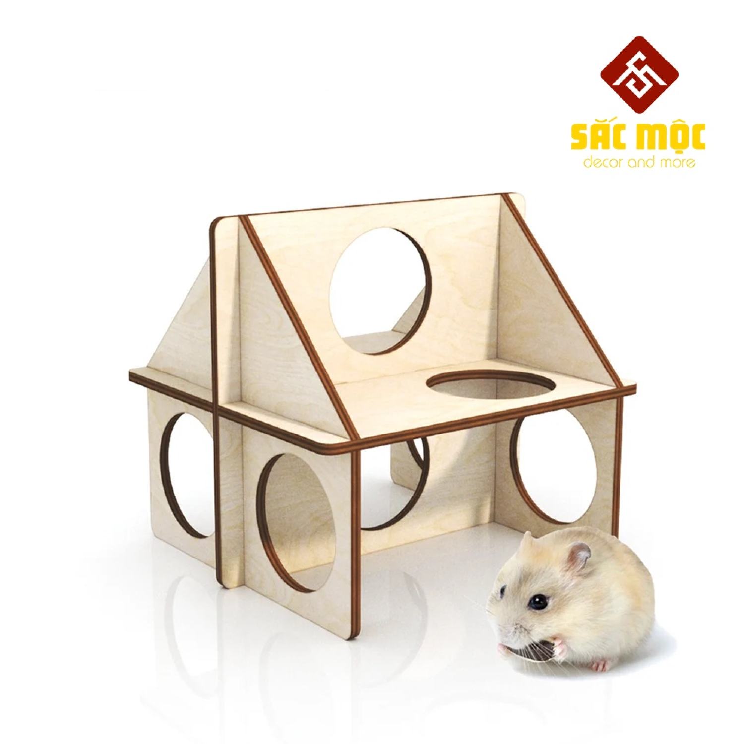 Mô hình nhà tập gym #18 gỗ lắp ráp cho chuột hamster size 1514 cm