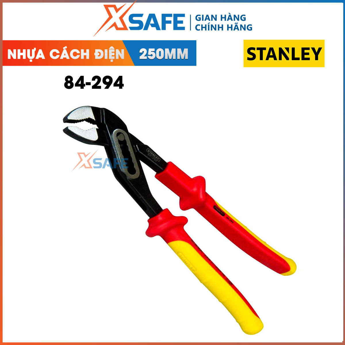 Nippers mine Crow 250mm VDE Stanley 84-294 wrapped dedicated plastic insulated 1000 volt. Nippers VDE Stanley head nippers made of high grade alloy steel, minimalist styling flexible, standard ANSI American-distribution genuine xsafe