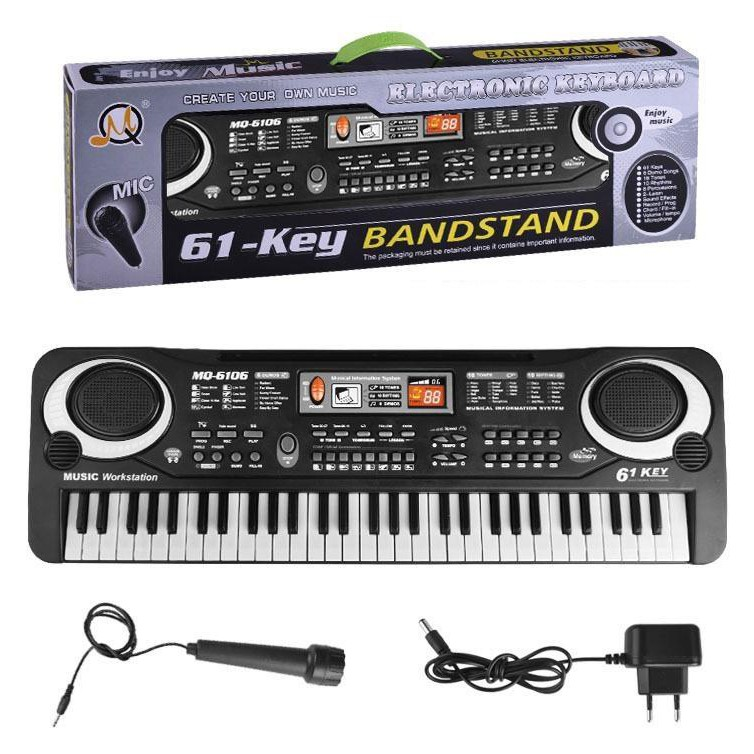 ( XẢ HÀNG ) Mua Đàn Piano 61 Phím Tặng kèm Micro Hát - Bé Học Đàn Tại Nhà Phát Triển Tay, Trí Não ,Thuộc Bàn Phím - Đàn Organ Cho Người Lớn Và Trẻ Em - Đàn Kỹ Thuật Số Âm Cực Hay.
