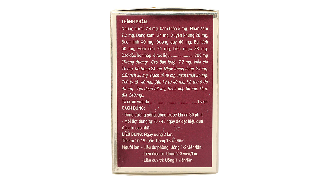 SÂM NHUNG BỔ THẬN TW3 , hộp 30 viên.