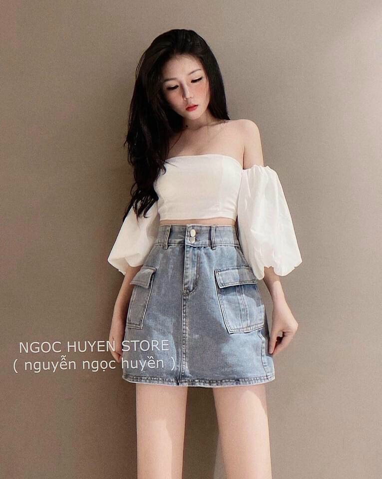 [HCM][Siêu hot] Chân váy jean nữ chân váy chữ A chất bò cao cấp thiết kể trẻ trung thời trang Cheryshop94 C207