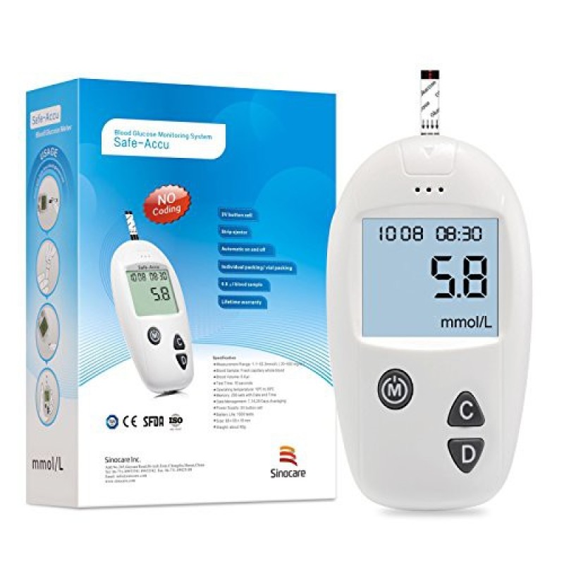Máy Đo Đường Huyết Sinocare Safe Accu (25 Que Và 25 Kim)