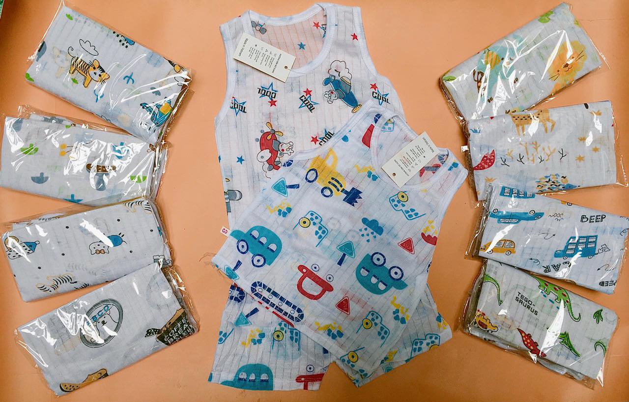 5 bộ ba lỗ cotton giấy cho bé [LOẠI 1] FREESHIP