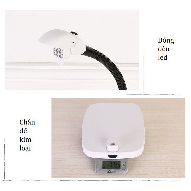 Kính lúp có đèn led để bàn K7764 ( Video thực tế )