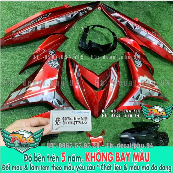 Tem rời EX 150 Y15 ZR xe đỏ đô 2