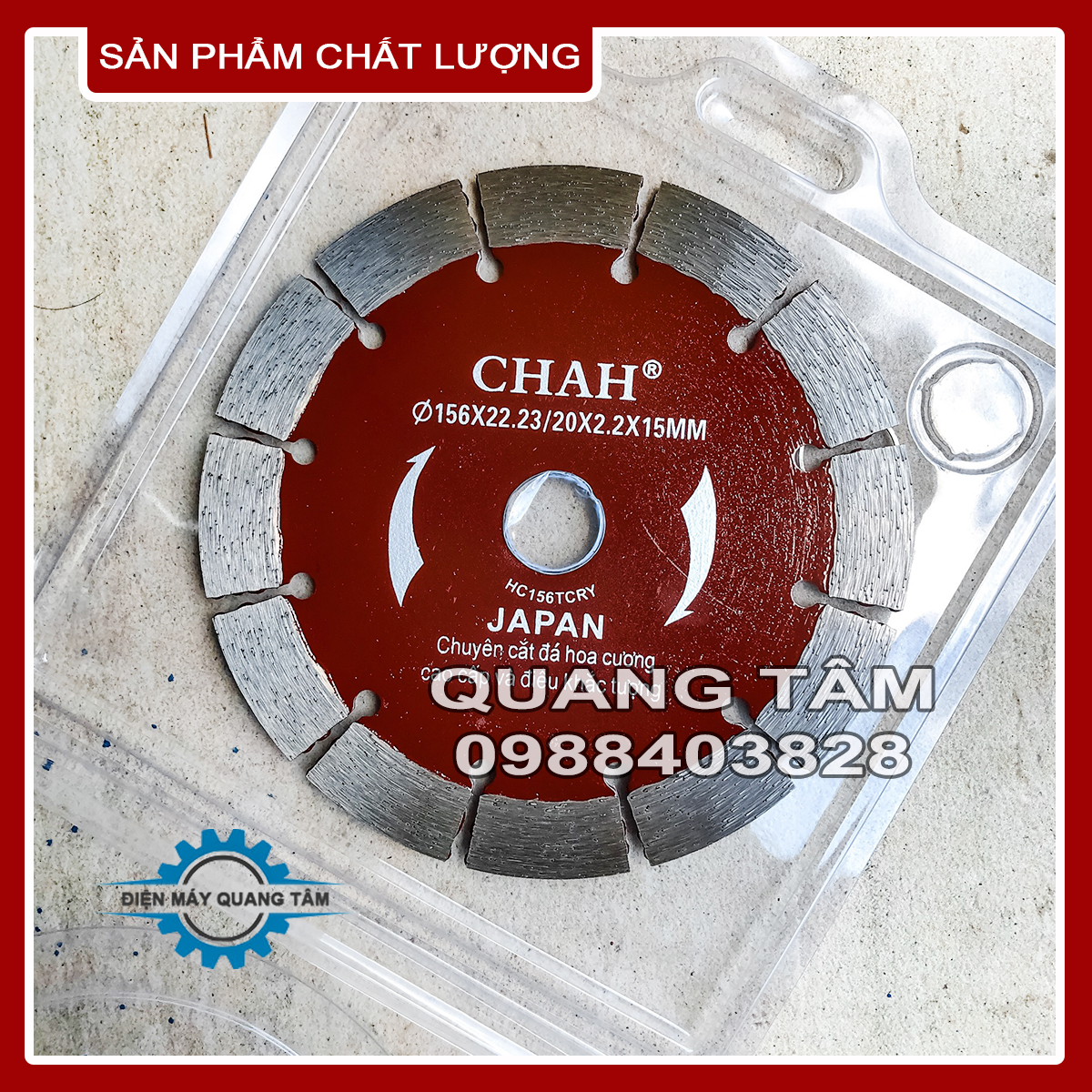 Lưỡi cắt bê tông - gạch - đá 156mm chah
