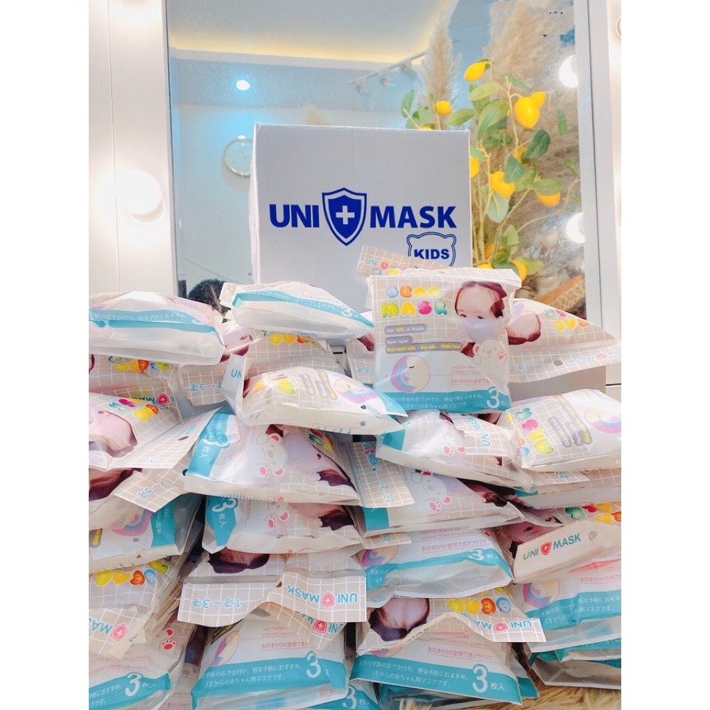 Set 3 chiếc khẩu trang 3D UNI MASK cho bé 0-3 tuổi - Khẩu trang cho bé sơ sinh kháng khuẩn - TIÊU CHUẨN NHẬT BẢN