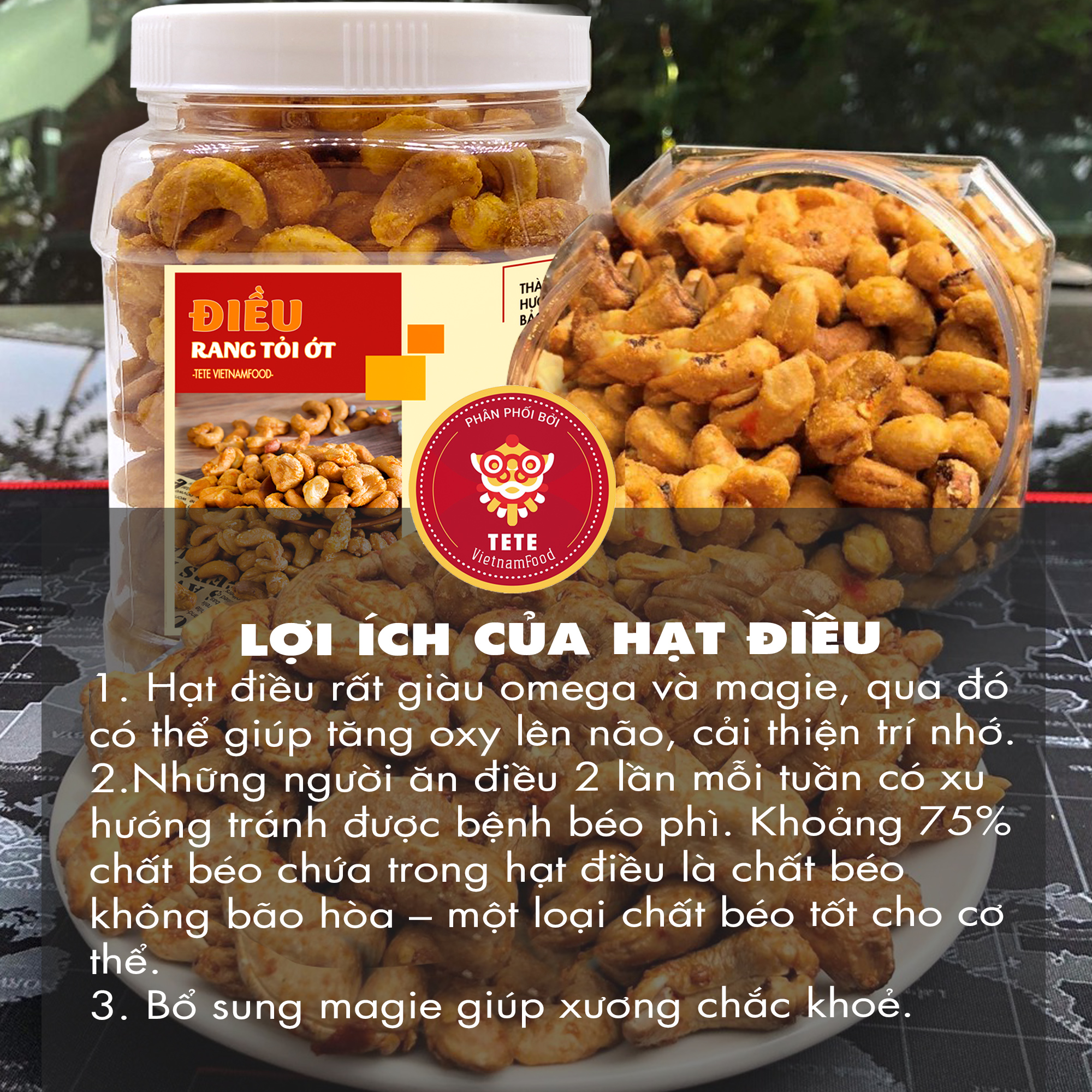 Hạt Điều Tỏi Ớt TETE 500 gram