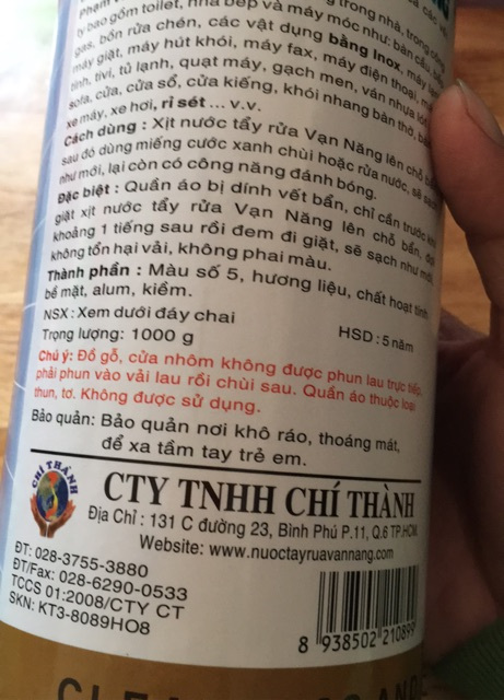 NƯỚC TẨY VẠN NĂNG SỦ BÀO CHAI 1 LÍT