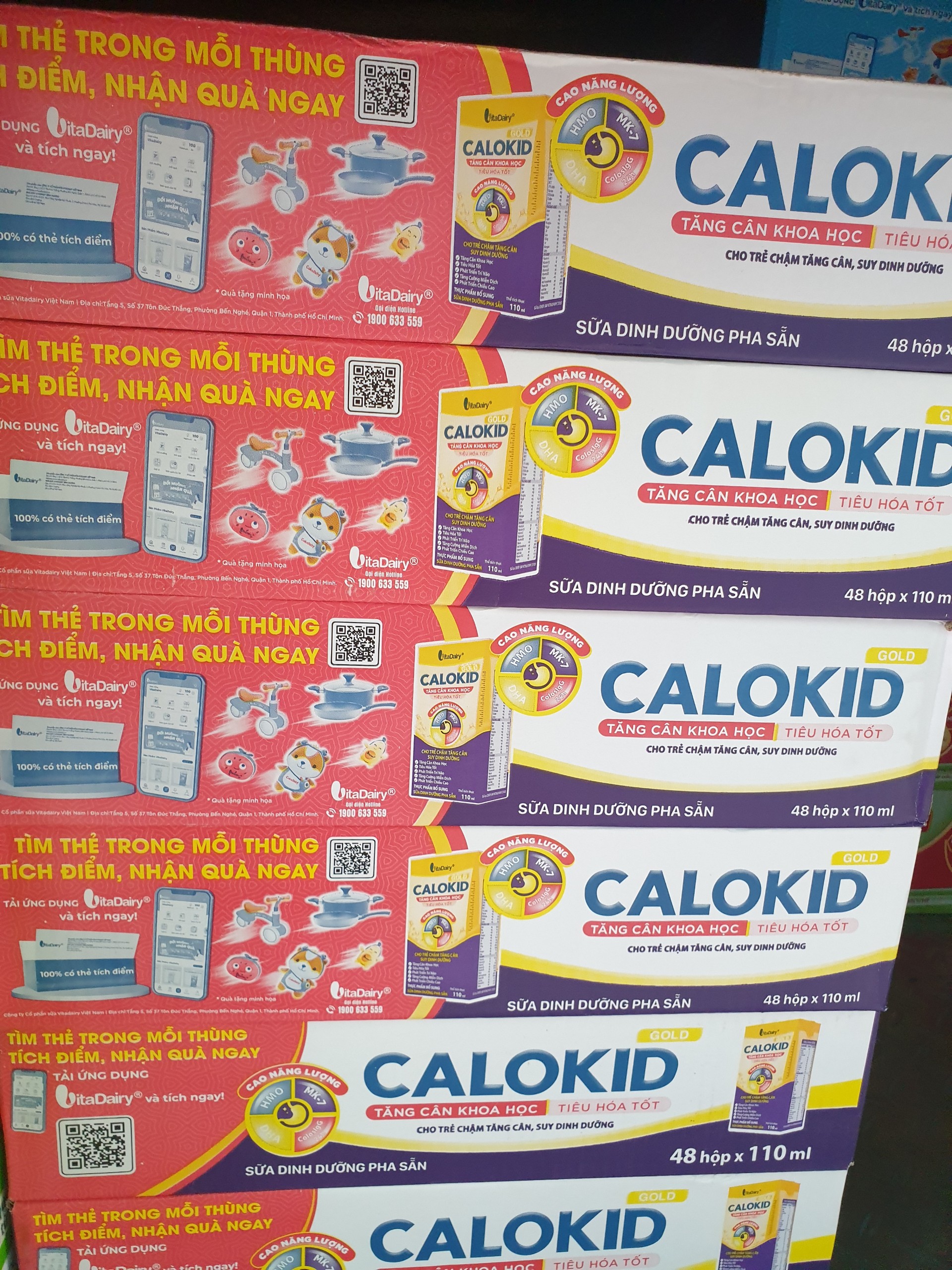 COMBO 2 Thùng 96 Hộp Sữa Bột Pha Sẵn Vitadairy CALOKID GOLD 110ml.