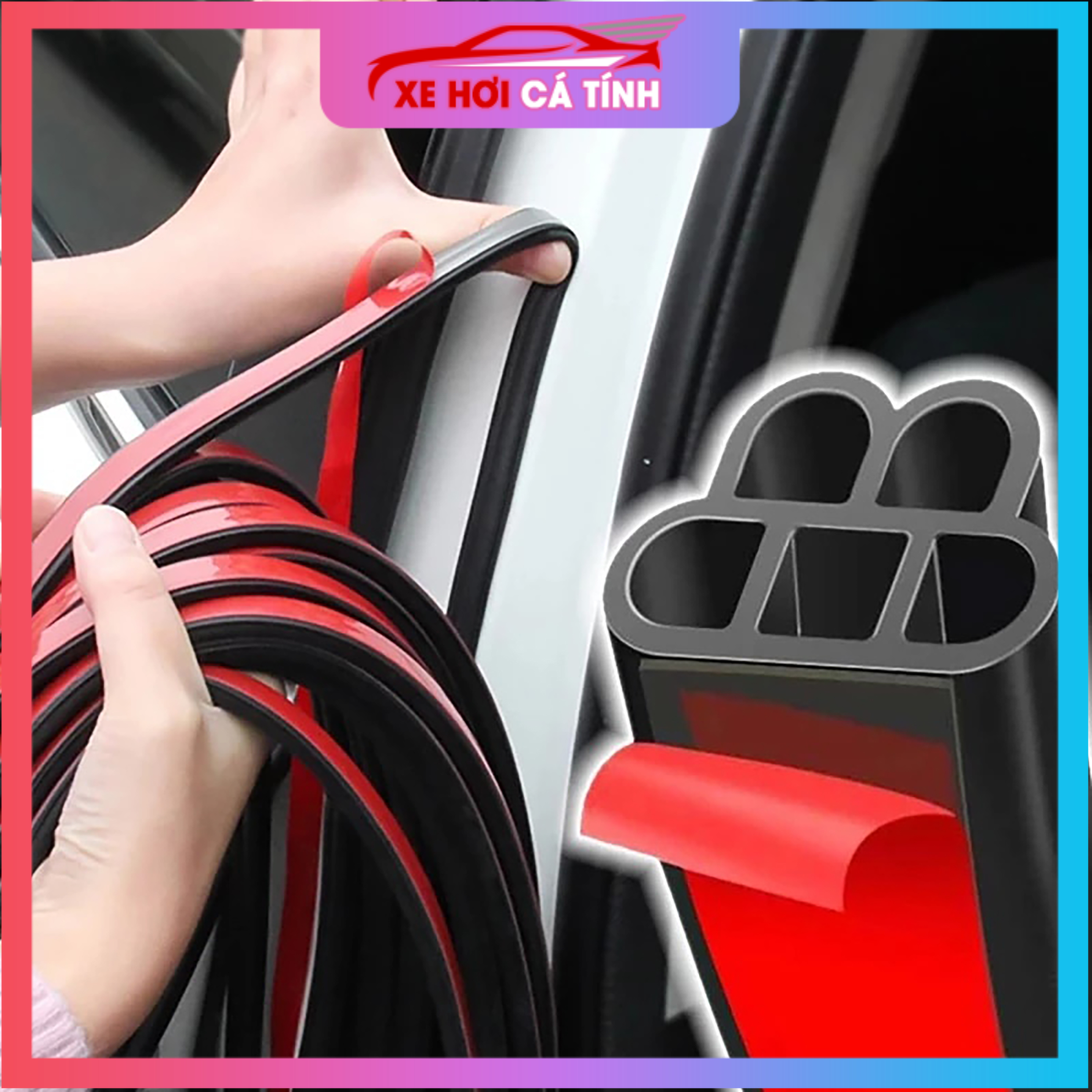 Dây cao su viền cửa xe ô tô bảo vệ chống ồn thế hệ mới -bán theo mét dài - Gioăng chữ B 2 tầng- gioăng 5 lỗ loại tốt cao su cao cấp