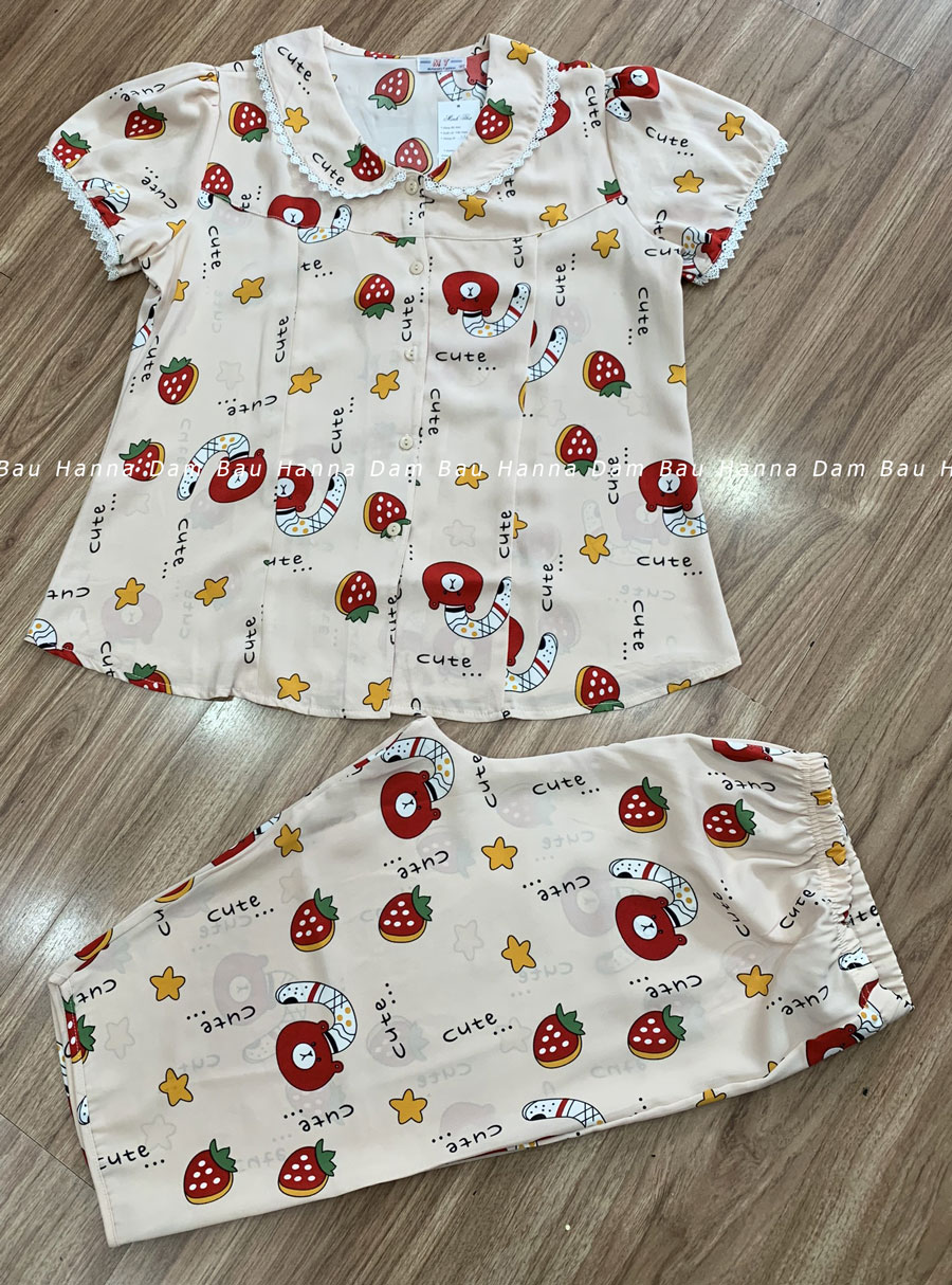 Đồ bộ bầu free size 40-70kg quần lửng mặc ở nhà vải lụa mango cao cấp thoáng mát không nhăn có lưng thun điều chỉnh
