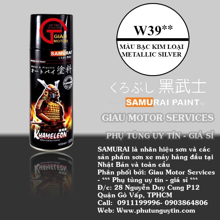 Sơn xit Samurai w39 màu bạc kim loại sơn mâm Metallic Silver Tốt, giá rẻ, giao nhanh