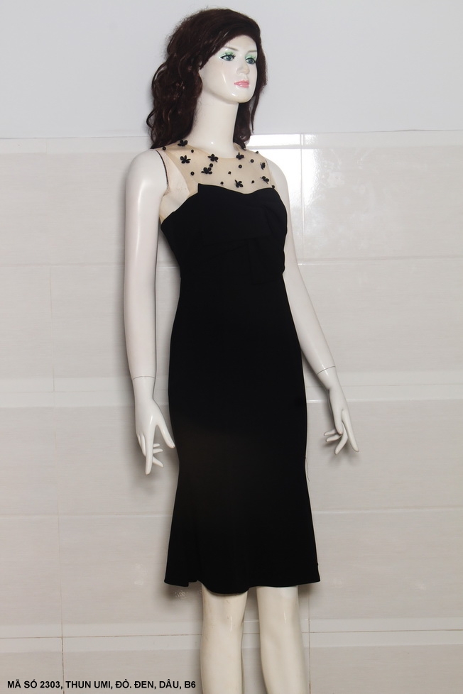 MyDu Shop | Đầm Ôm Cúp Ngực MS 2303 – Phối Lưới Nhẹ Nhàng, Đính Ngọc Trai Tinh Tế
