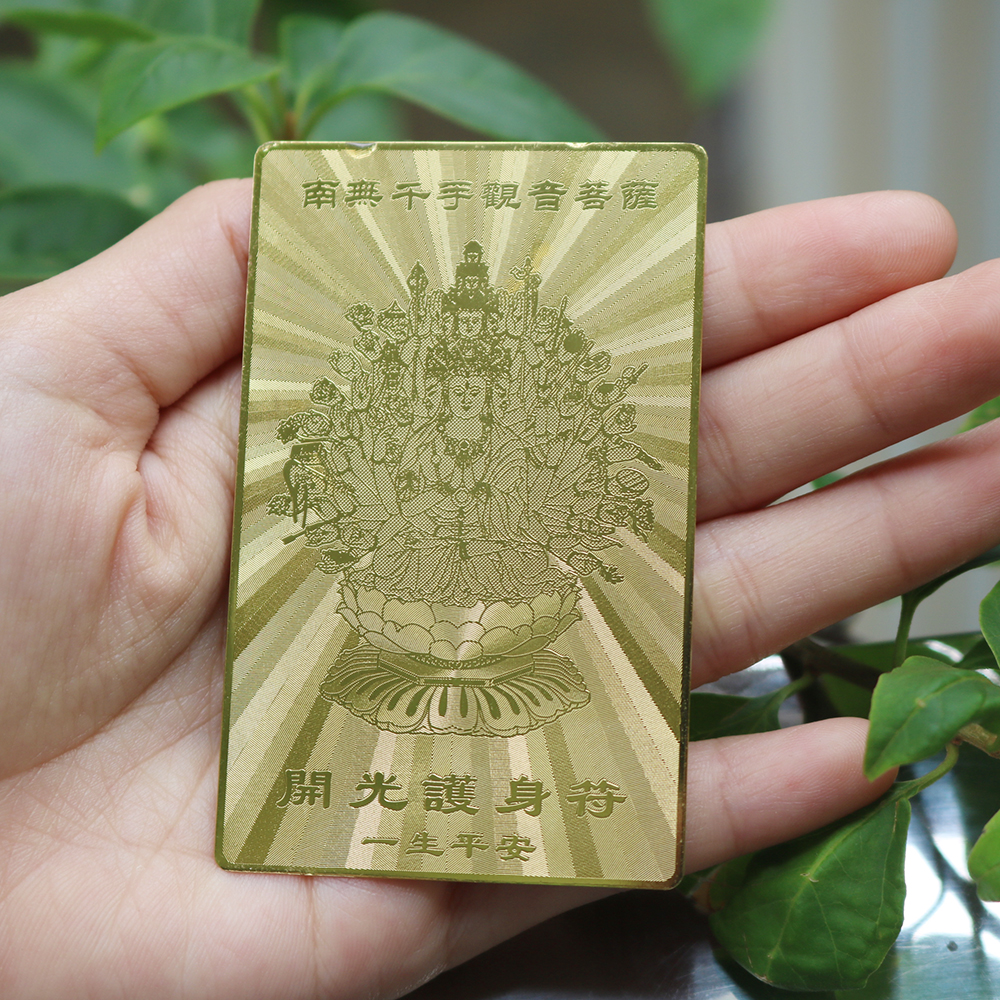 MIẾNG THẺ PHẬT BÀ QUAN ÂM THIÊN THỦ - CẦU BÌNH AN, MAY MẮN