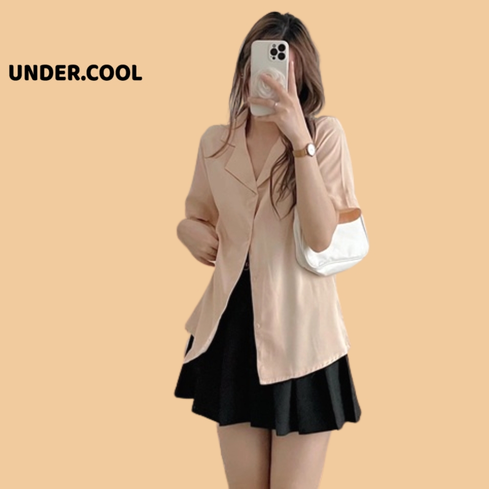 Áo sơ mi cổ vest cộc tay đũi lụa UNDERCOOL