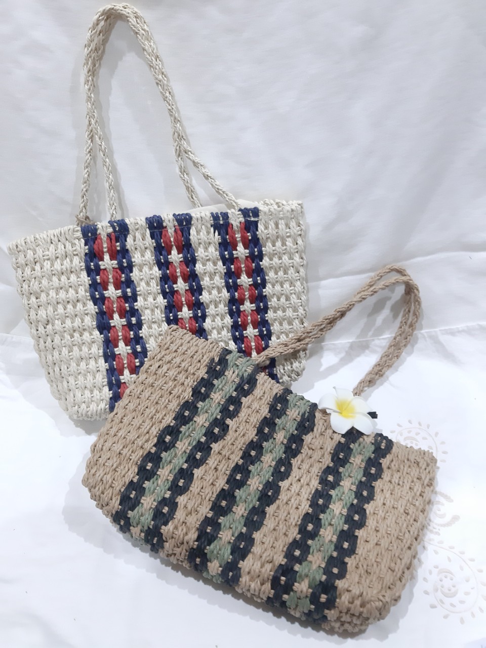 Vintage Boho Bags Woven by Hands Chiều dài : 25cm Width : 35cm, Length of Handle ;22cm