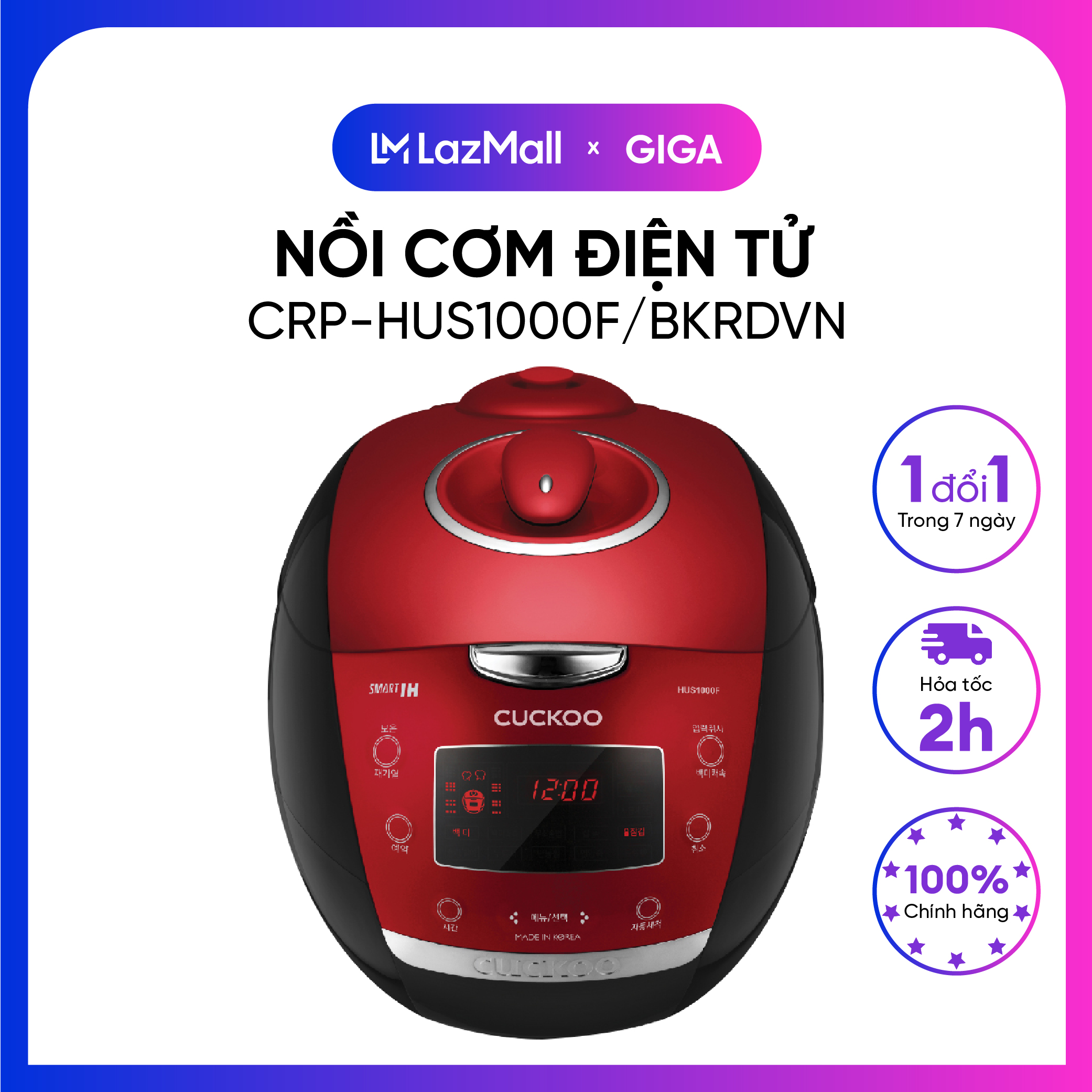 Nồi cơm điện tử 1.8l cuckoo crp-hus1000f/bkrdvn