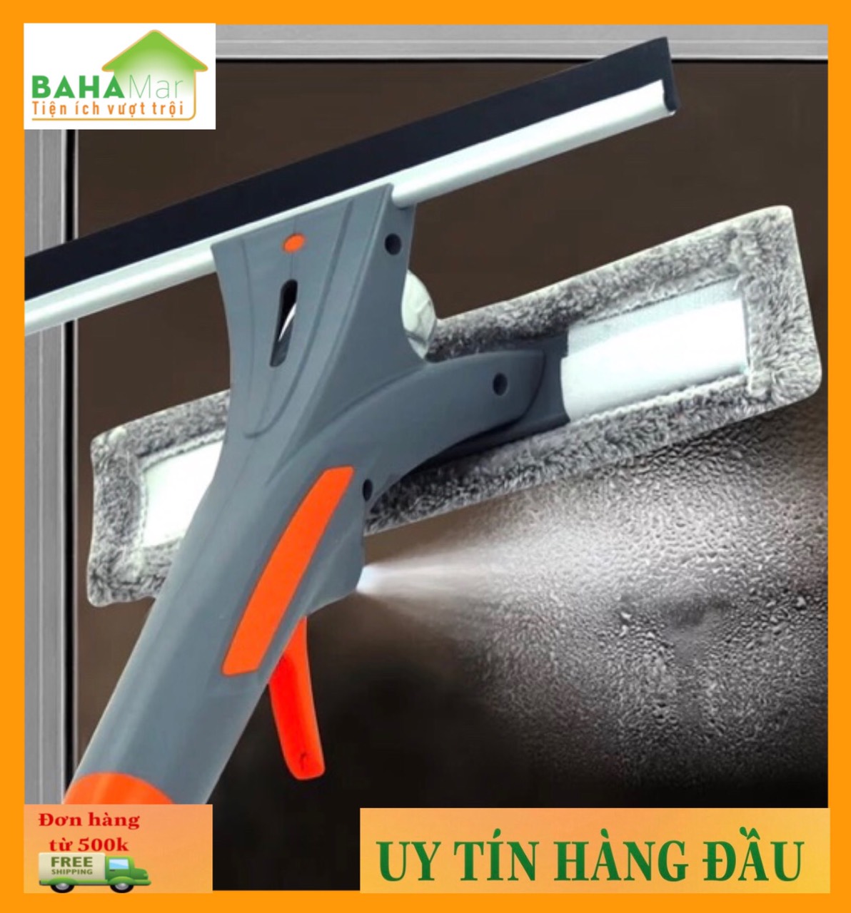 CÂY LAU KÍNH 3 TRONG 1 (XỊT NƯỚC - GẠT BỤI - LAU KHÔ) "BAHAMAR" để việc lau kính trên trở nên đơn giản với cây lau kính đa năng, cán dài và gắn bình xịt nước kèm theo. Bông lau và gạt kính gắn liền xoay tay là sử dụng