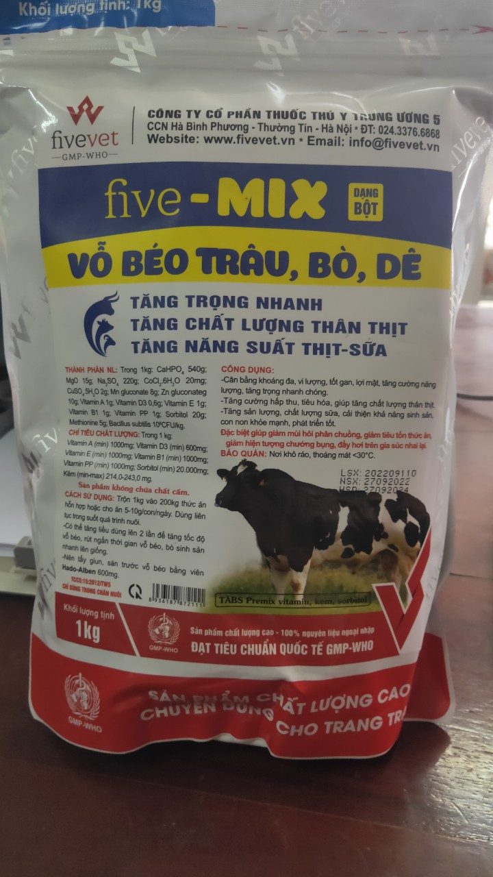 Five-Mix  1kg ( Vỗ béo Trâu, Bò, Dê)