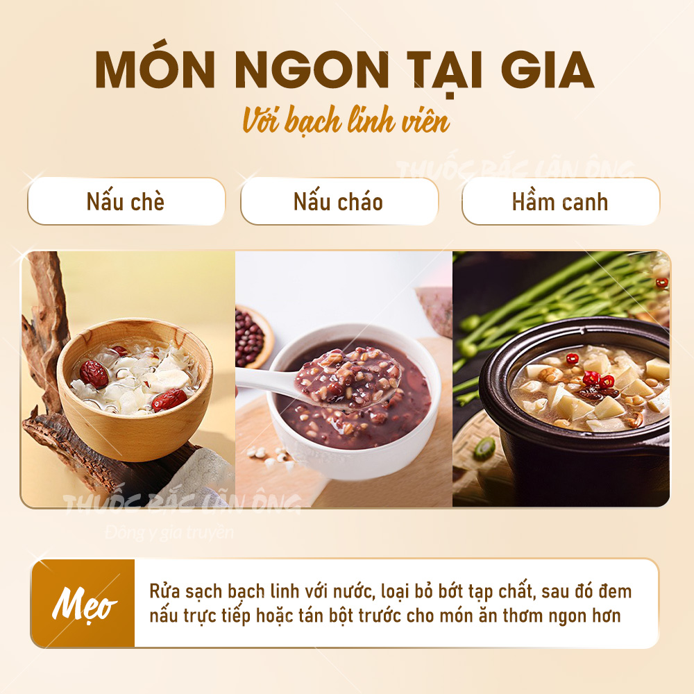 Bạch linh viên 500g, bạch phục linh, trắng, đẹp, không lẫn tạp chất - Lãn Ông