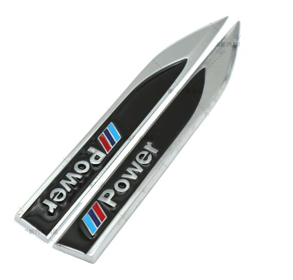 Bộ 2 mang cá kim loại Power dán xe ô tô