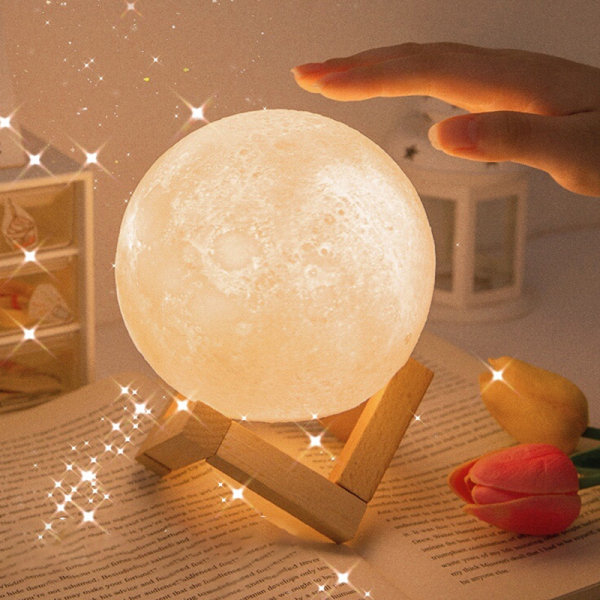 [Loại to và đế gỗ] Đèn ngủ hình mặt trăng dễ thương trang trí phòng ngủ ĐC01