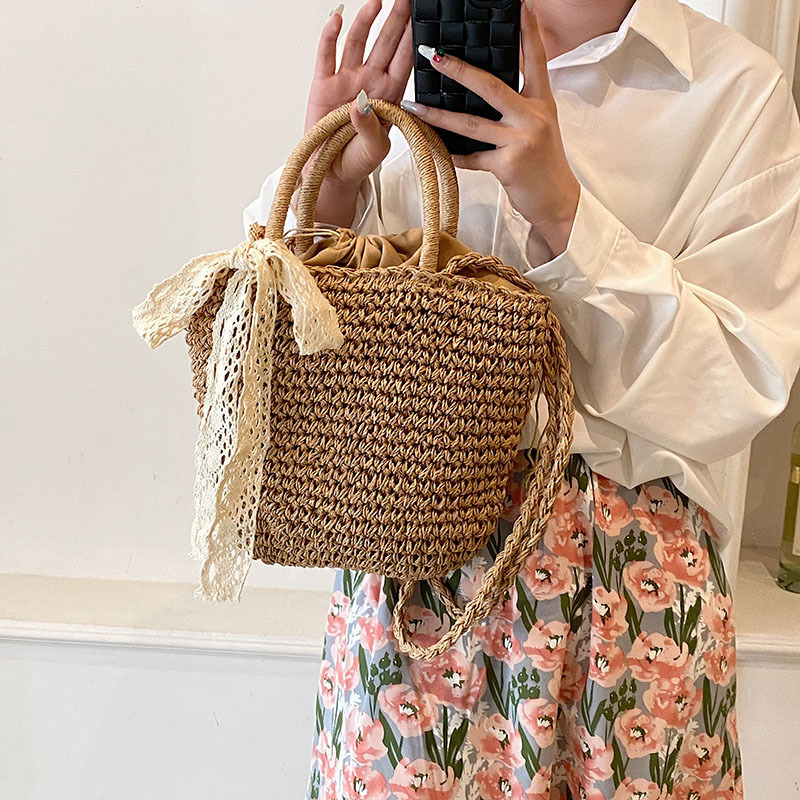 Túi cói thắt nơ vintage