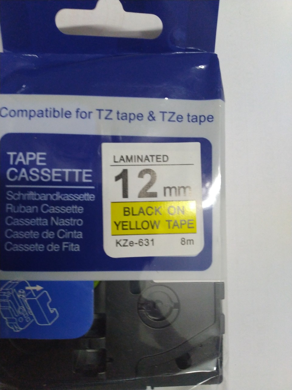 Nhãn in brother tze-631 khổ 12mm*8m chữ đen nền vàng