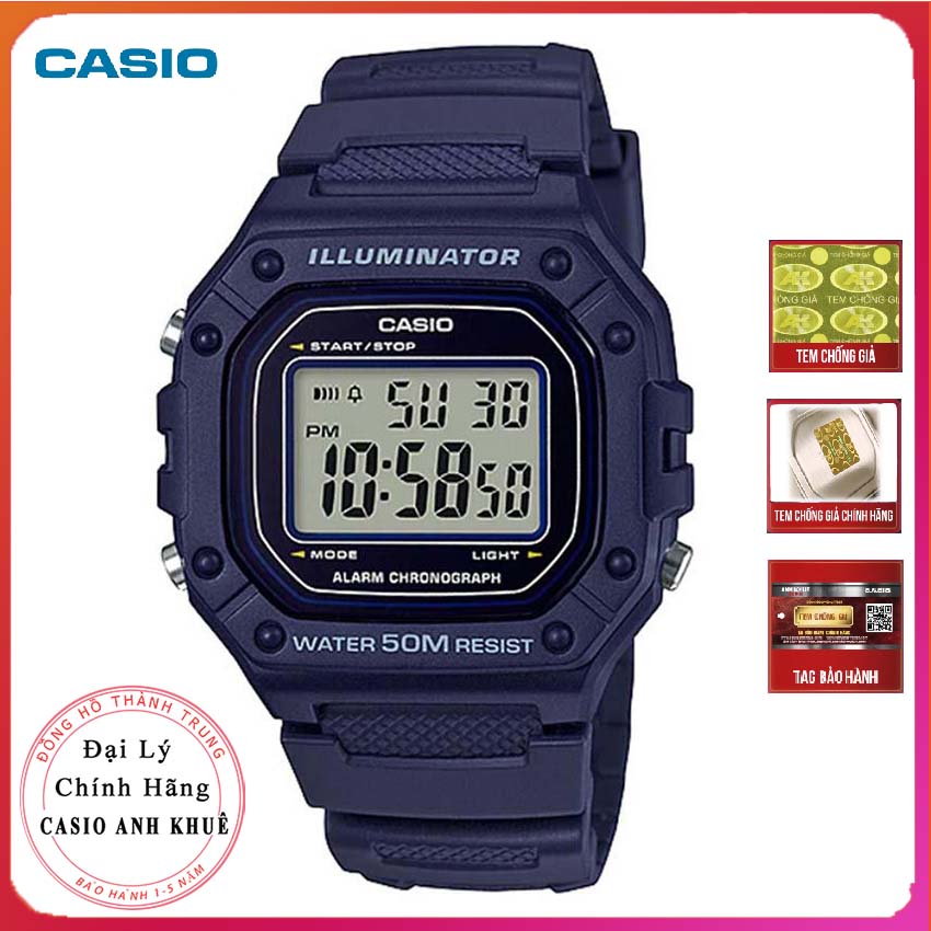 Casio W-218H-2Avdf Men's Electronic Watch with Plastic Strap