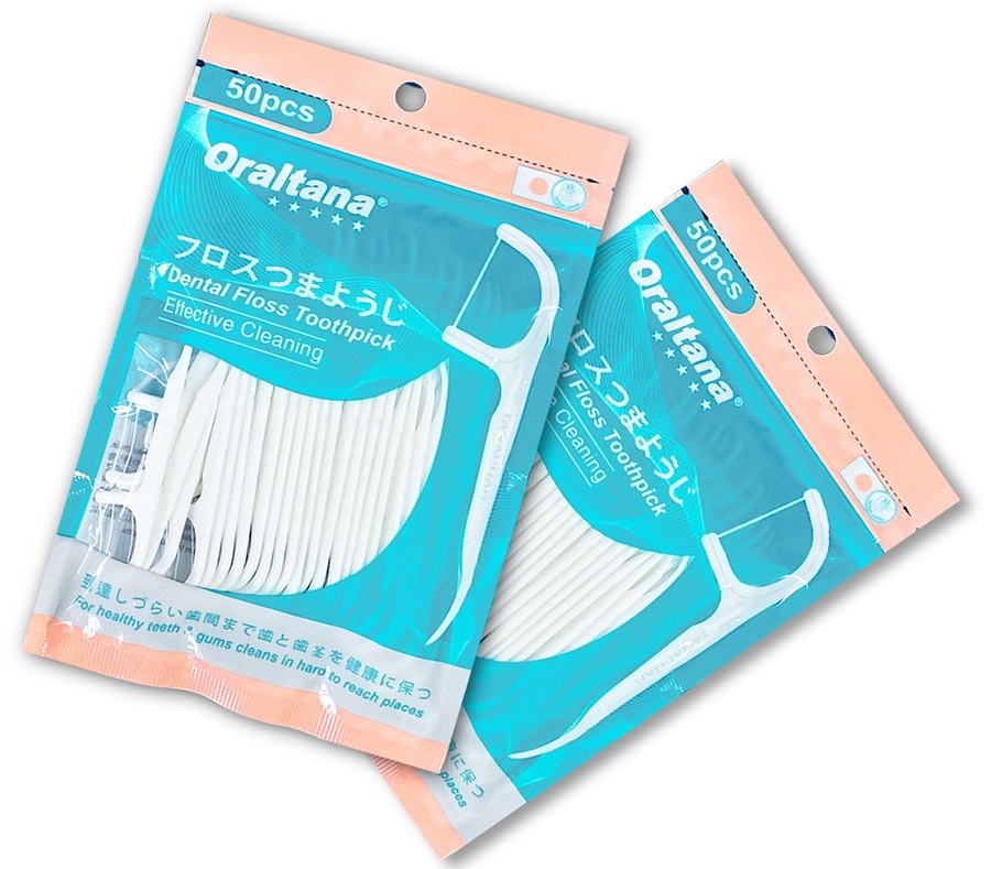 Tăm chỉ nha khoa Oraltana Oral Tana xanh 5 sao túi 50 chiếc