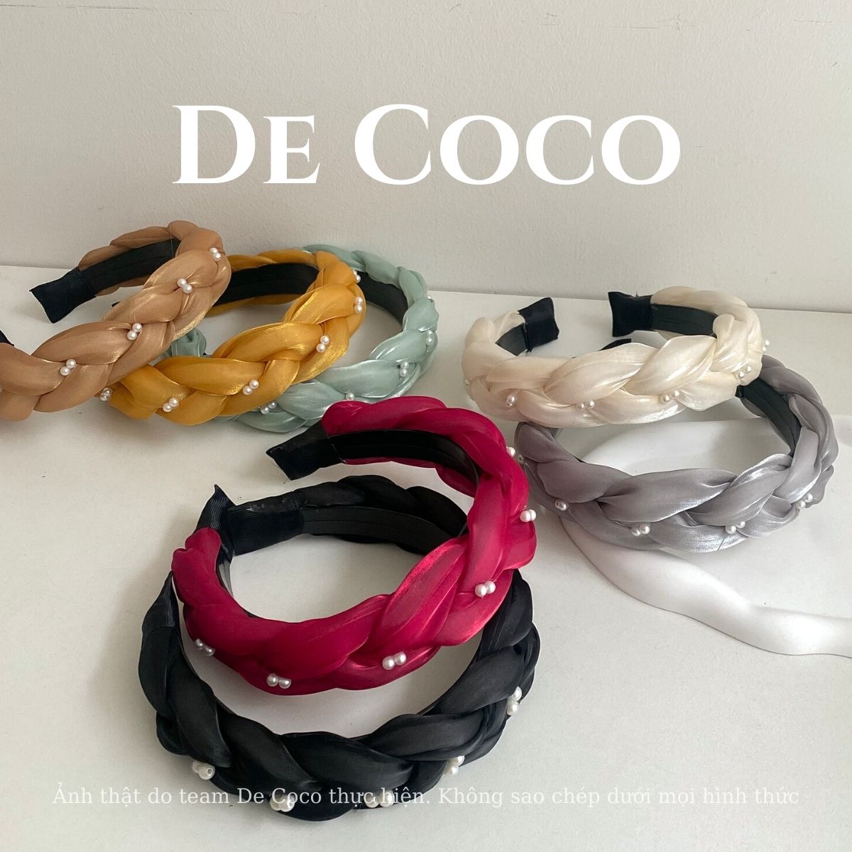 Mấn lụa tết, bờm tóc, cài tóc đính hạt trai Nomi De Coco