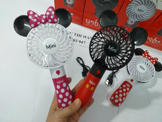 Quạt cầm tay mickey 3109 - 3 cấp độ - có đèn