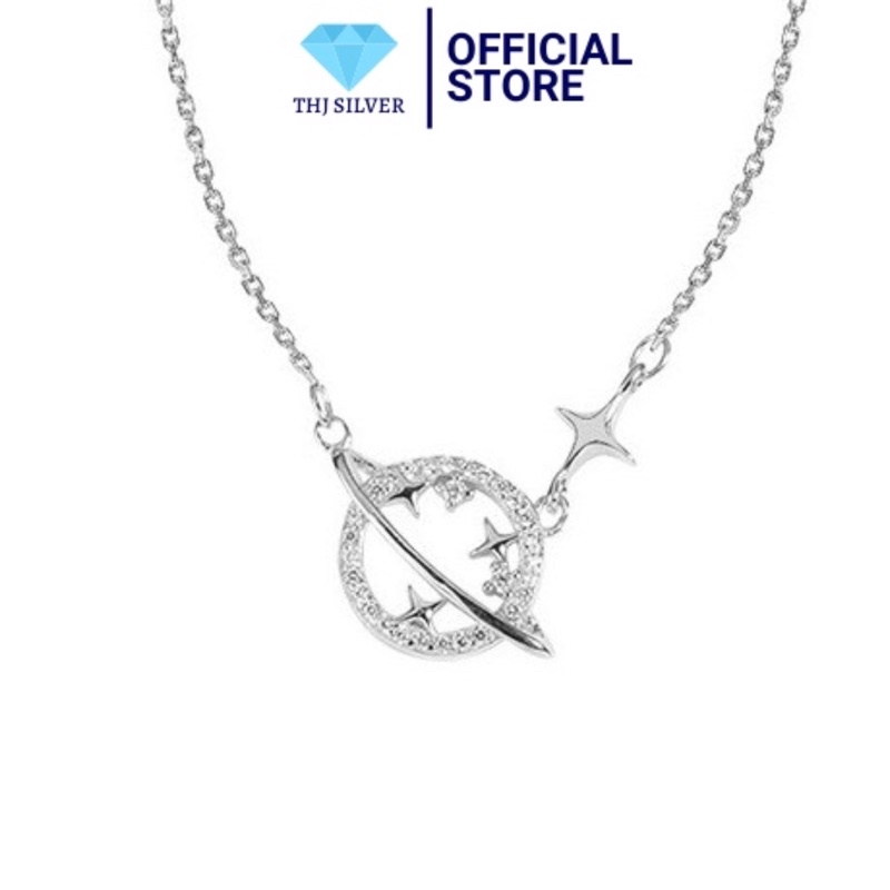 Dây chuyền nữ mặt địa cầu đính đá chuẩn bạc ta-THU HUONG SILVER