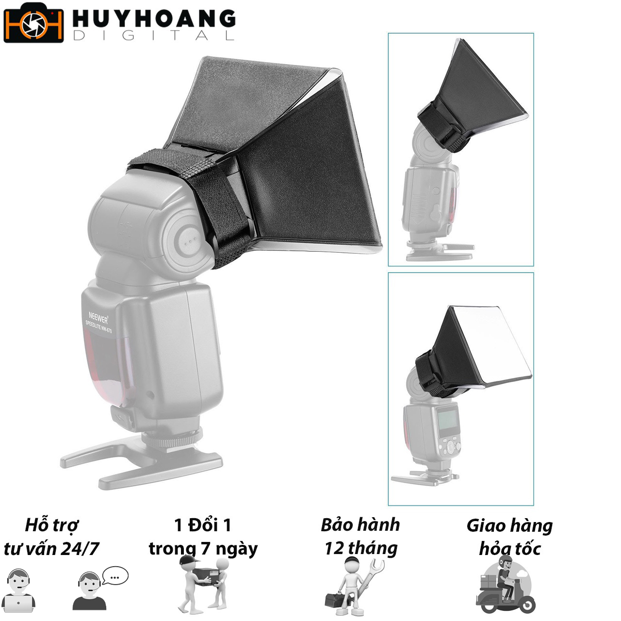 Tản sáng cho đèn Flash rời Pixco 10x13cm (Đen).