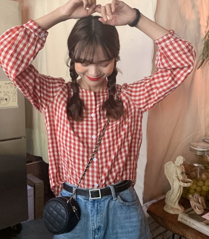 Sơ mi Caro Cổ tròn xinh xắn