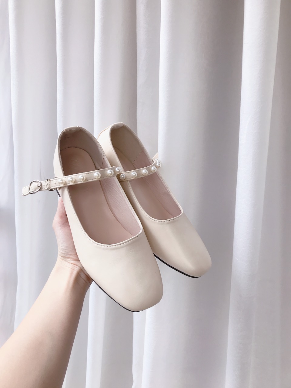 Giày búp bê đế vuông 5cm dây đính ngọc G036