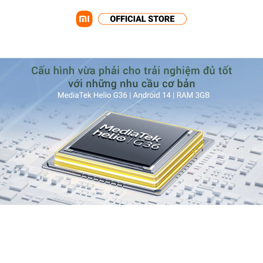 Điện thoại thông minh Xiaomi Redmi A3 (4+128GB) | Màn hình LCD 6,71" 90Hz | MediaTek HelioG36 | Pin 5000mAh