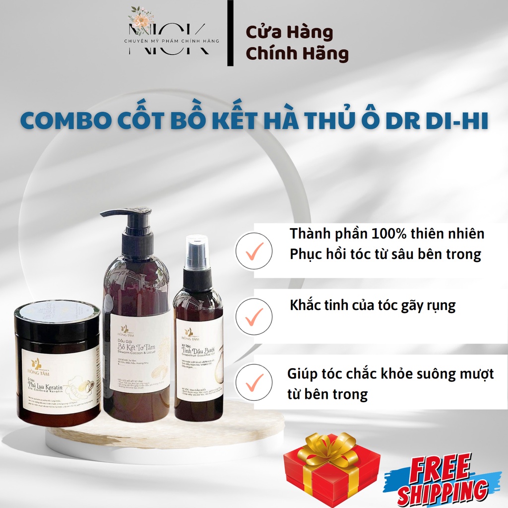 Combo gội xã xịt cốt bồ kết - hà thủ ô dr di.hi, giúp tóc khỏe, ngăn rụng tóc - si thien duc