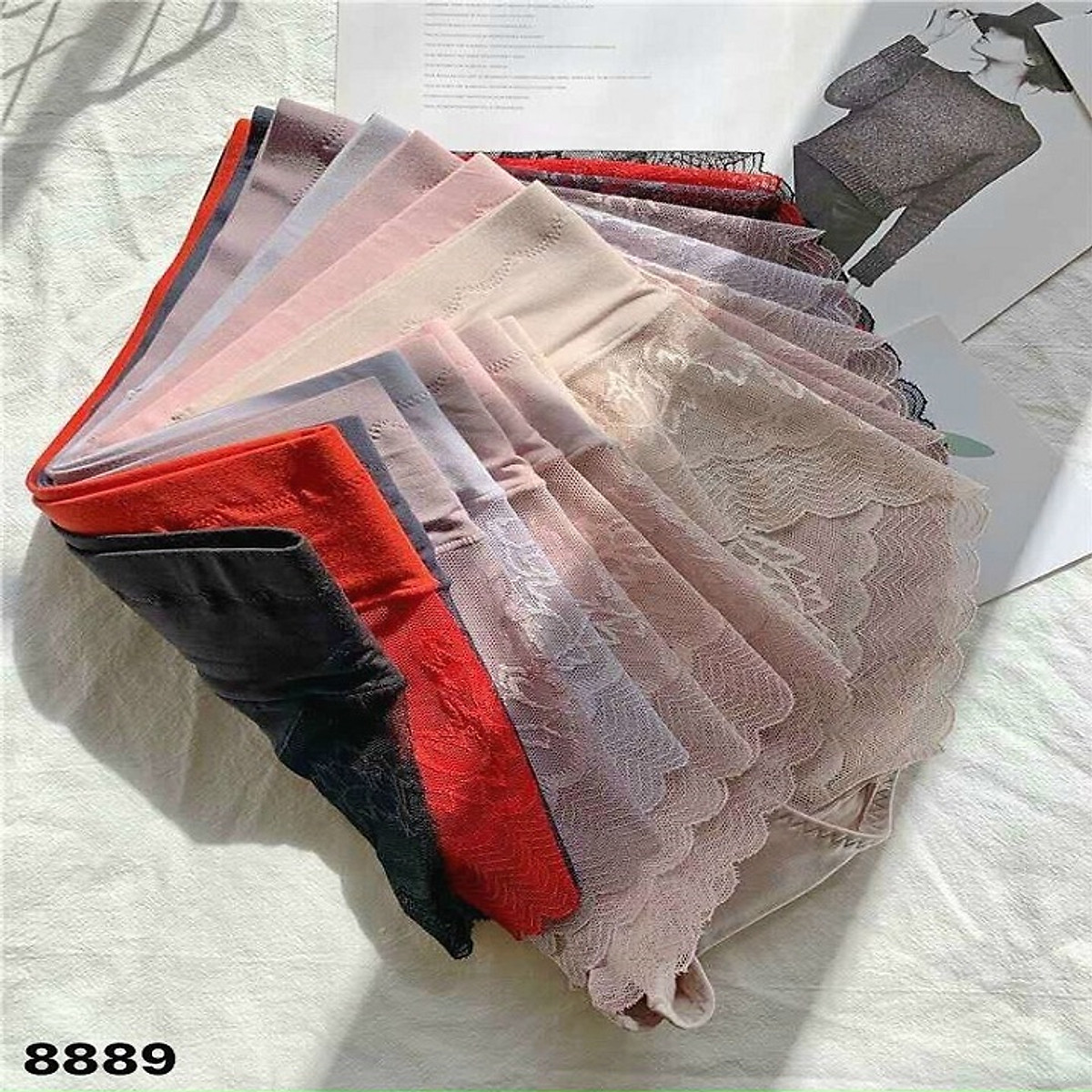 Combo 10 Quần Lót Cotton Lưng Cao Phối Ren