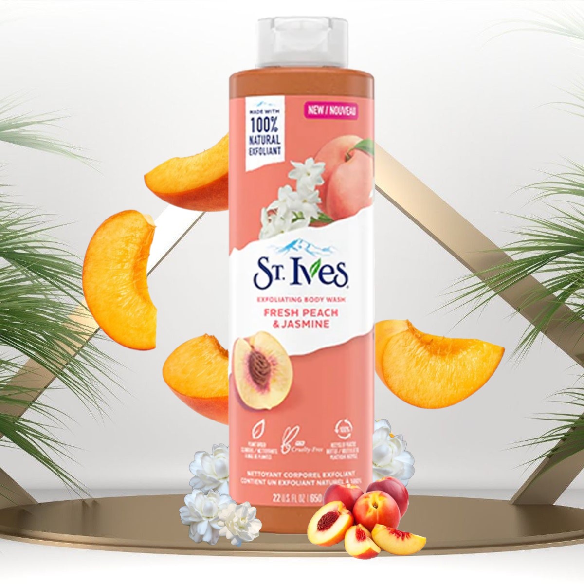 Sữa Tắm Tẩy Tế Bào Chết St. Ives Hương Nhài & Đào 650ml St. Ives Exfoliating Body Wash With Fresh Peach And Jasmine Sữa Tắm Chứa Vitamin Và Axit Ahas Sữa Tắm