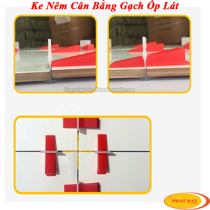 Túi 100 Ke Nêm Cân Bằng Gạch Ốp Lát (Ke Màu Đỏ-Ke Tái Sử Dụng)