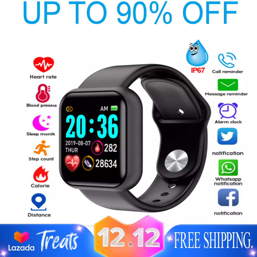 Vòng đeo tay thông minh theo dõi huyết áp, nhịp tim, chống nước SZC Y68 cho IOS Android - INTL