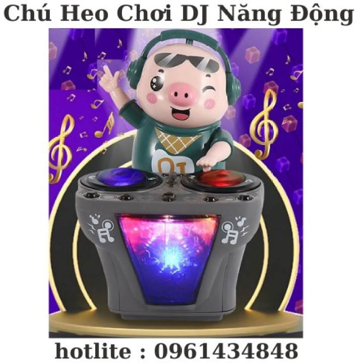 Heo Phát Nhạc – Chú Heo Chơi DJ Năng Động Siêu Dễ Thương Nhảy Theo Nhạc Và Đèn Cho Bé – No Brand >>> top1shop >>> lazada.vn